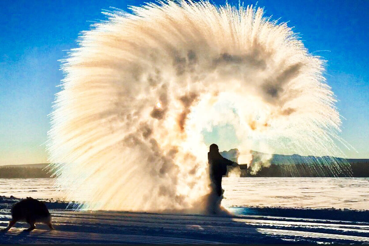 Jennifer Toland of Eliguk Lake Lodge in the Chilcotin captured the cold perfectly in this photo taken during a similar cold snap in years’ past, like the cold weather the region is experiencing Jan. 12, 2024, where Puntzi Mountain in the coldest spot in B.C. (Jennifer Toland photo)