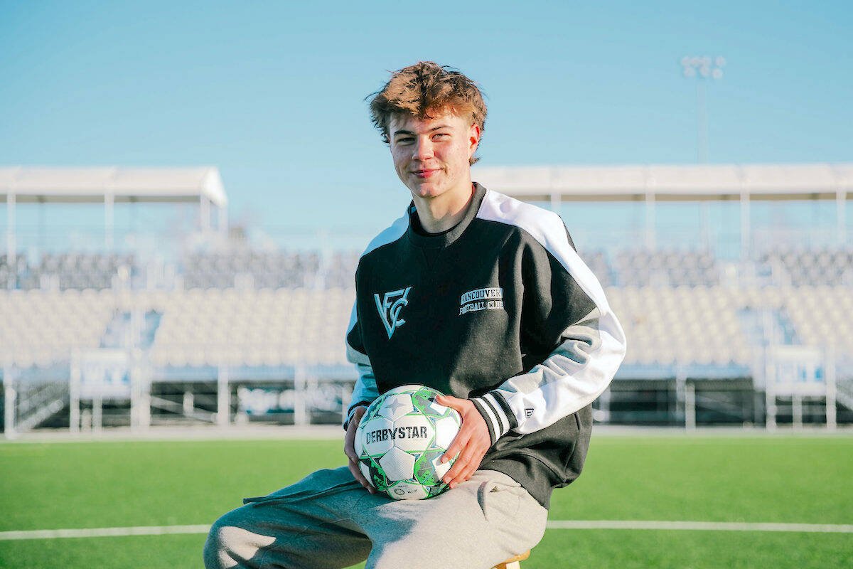 Grady McDonnell, 15, is the youngest signing in CPL history, inking a deal with Vancouver FC. (Beau Chevalier/Special to Langley Advance Times)