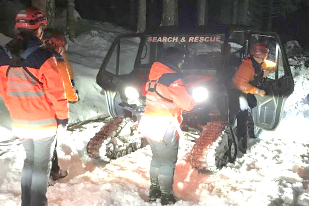 The Arrowsmith Search and Rescue deployed its utility task vehicle (UTV) to reach a crash site at a logging road in Nanoose Bay. (ASAR photo)